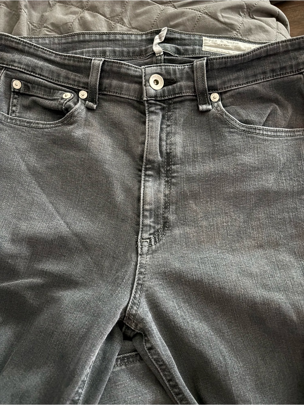 rag & bone Women's Slim Straight Jeans - Washed Gray/black